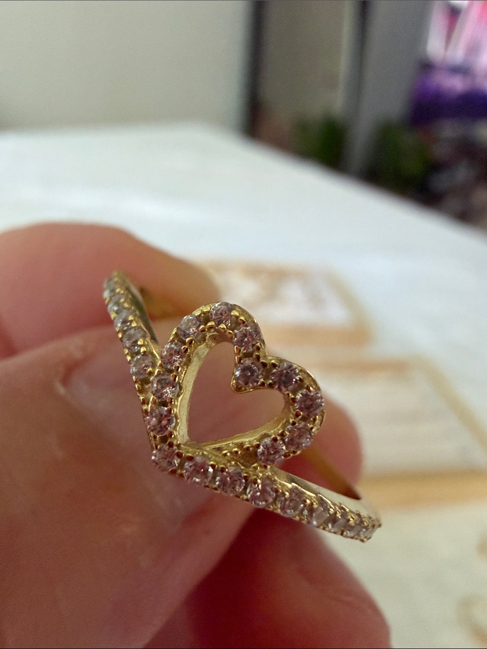 Gold Filled Heart Pavé Ring with  Stones - Women Jewelry